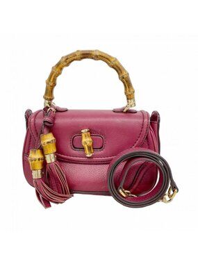 Gucci Handbag Leather Purple Champagne Gold 2-Way Bag